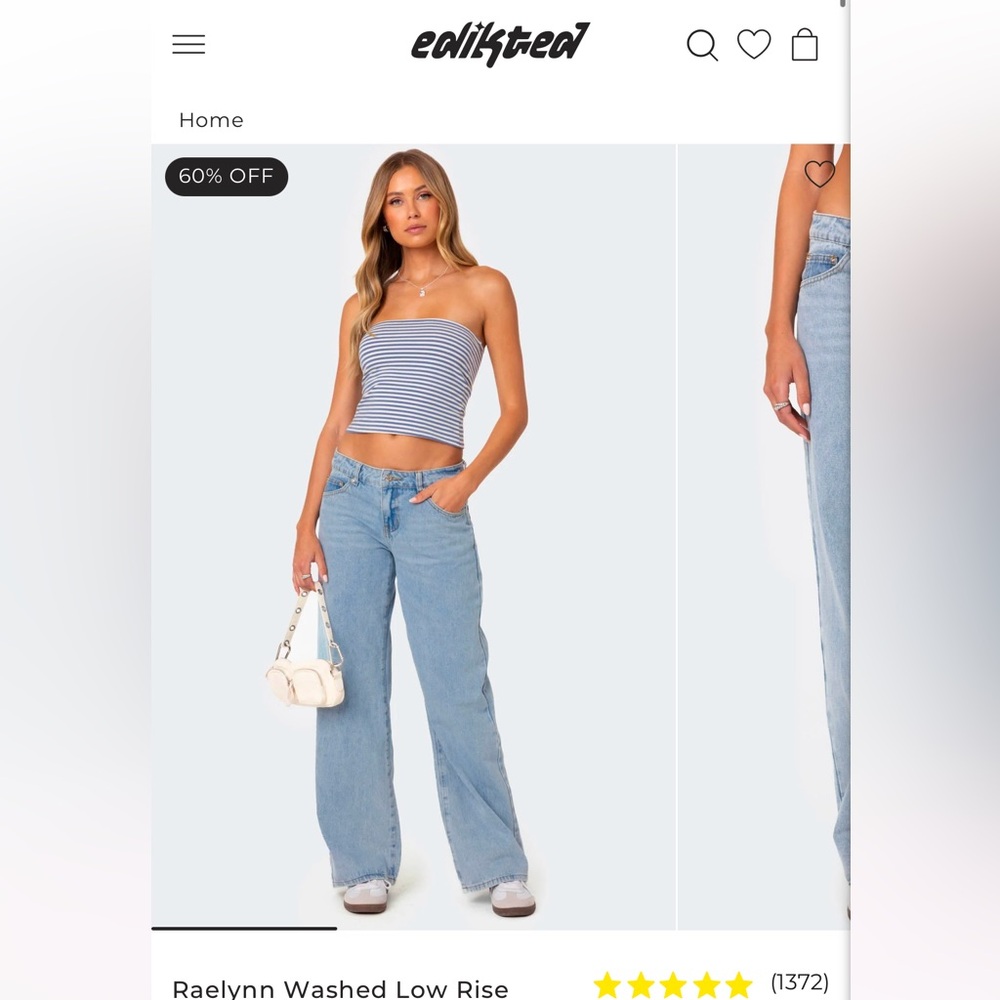 Edikted Raelynn Washed Liw Rise Jeans - light blue xs